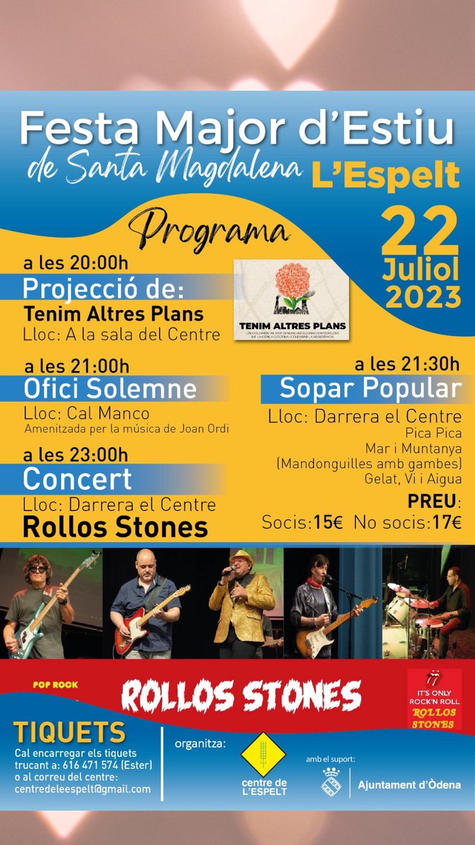 lagranpagesada's tweet photo. 🎊🎊🎊🎊🎊🎊
Ja arriba Santa Magdalena!
El dissabte 22, Festa Major d'Estiu a càrrec del Centre de l'Espelt!
 A les 20.00, projecció de Tenim Altres Plans!❤️
📽️@aixina_ https://t.co/osjNNzOEHi