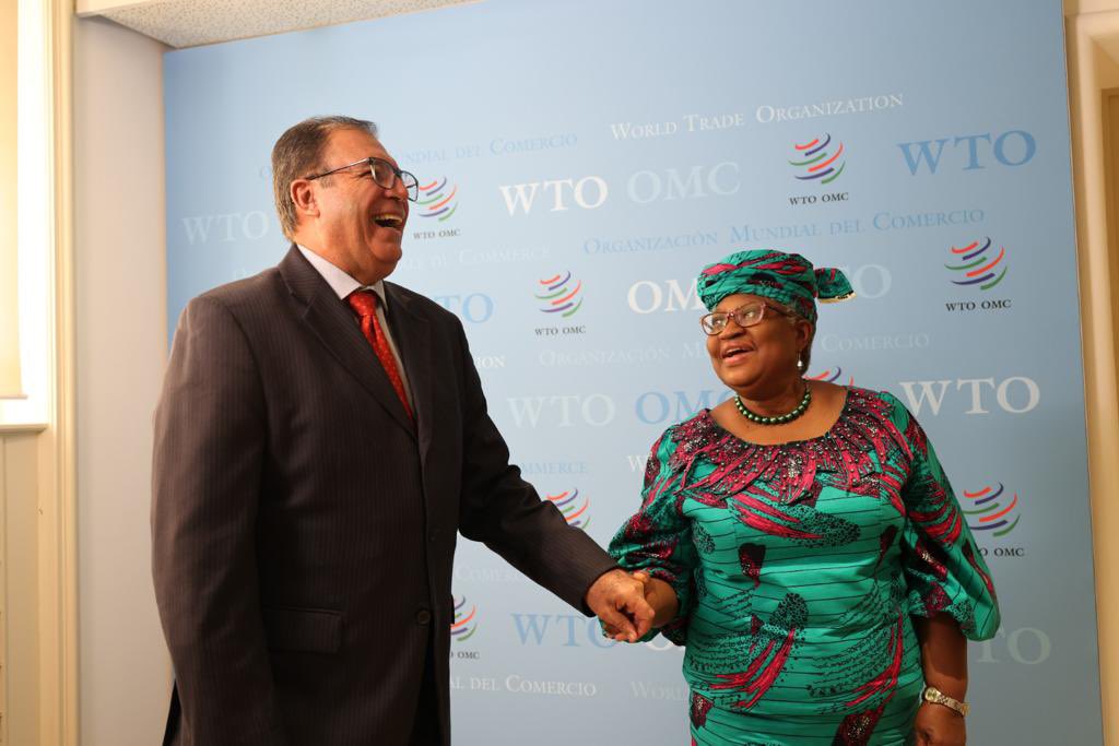 NOIweala's tweet photo. With H.E Fredis Cerrato, Minister of Economic Development of Honduras, the indomitable Amb @CastilloDacio &amp; DPR Alana Lanza. Discussed Honduras’ Trade Policy Review, ratification of fish, Investment Facilitation for Development, e-commerce &amp; issues of trade &amp; climate @SDEHonduras https://t.co/oLUelSCiqf