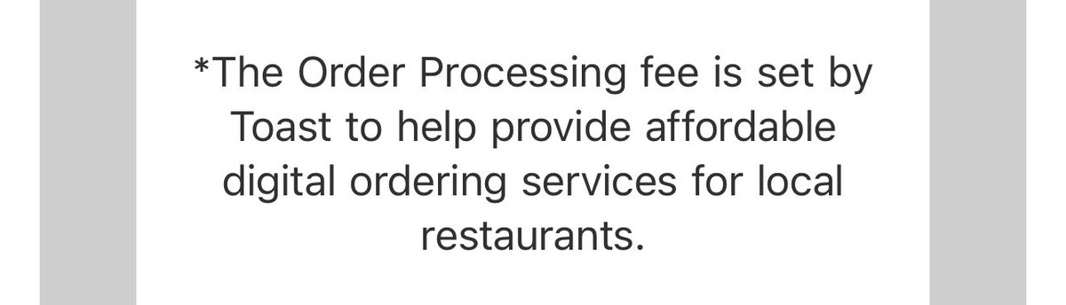 This disclaimer should say set “and collected by” because it is not clear that restaurants get zero percent of this new phony shortsighted revenue stream to boost stock prices at the cost of pissing off your valuable customers <a href="/ToastTab/">Toast</a> - please drop this bullshit fee!