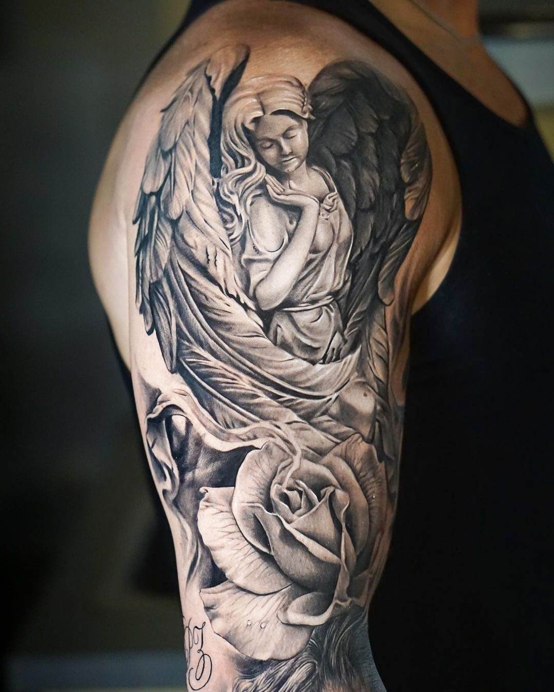 angel half sleeve tattoos