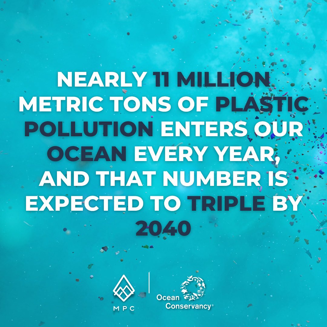 Fact: 
Approximately 11 million metric tons of plastic pollution enters our ocean 🌊every year, and that number is expected to triple by 2040. That is more than a garbage truck's🚛 worth of plastics entering our ocean every minute.

Solution: 
The science is clear, to address