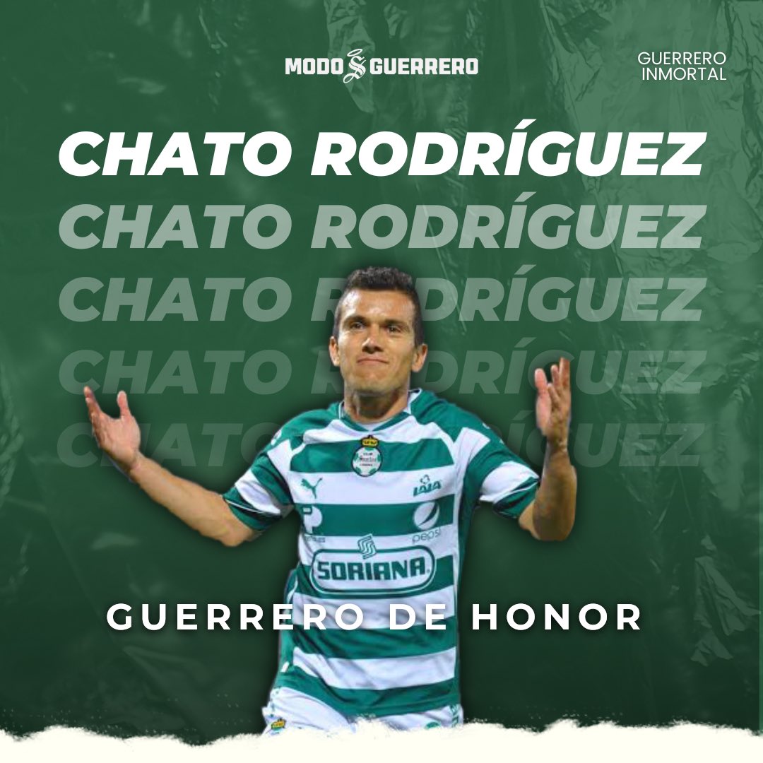 Modo_GuerreroMX's tweet photo. ¡NUEVO GUERRERO DE HONOR!⚔️
Juan Pablo “Chato” Rodríguez se convierte en el nuevo Guerrero de Honor.
- Campeón #CL2008, #CL2012, Copa MX #AP2014.
- 2 balones de Oro al Mejor Mediocampista Defensivo.
- Futbolista con más partidos disputados con @ClubSantos.
#ModoGuerrero🇳🇬 https://t.co/zRWkOxHNh3