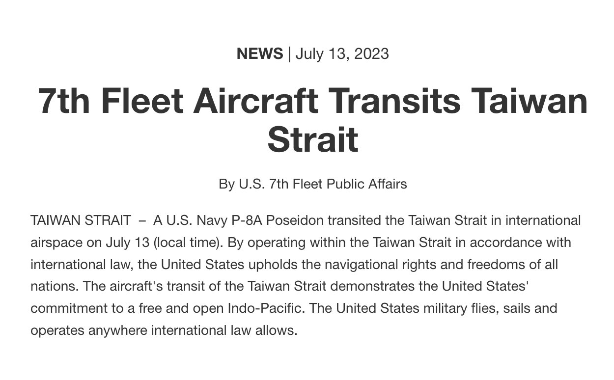 Nota da 7ª Frota do Pacífico (Foto: USN).