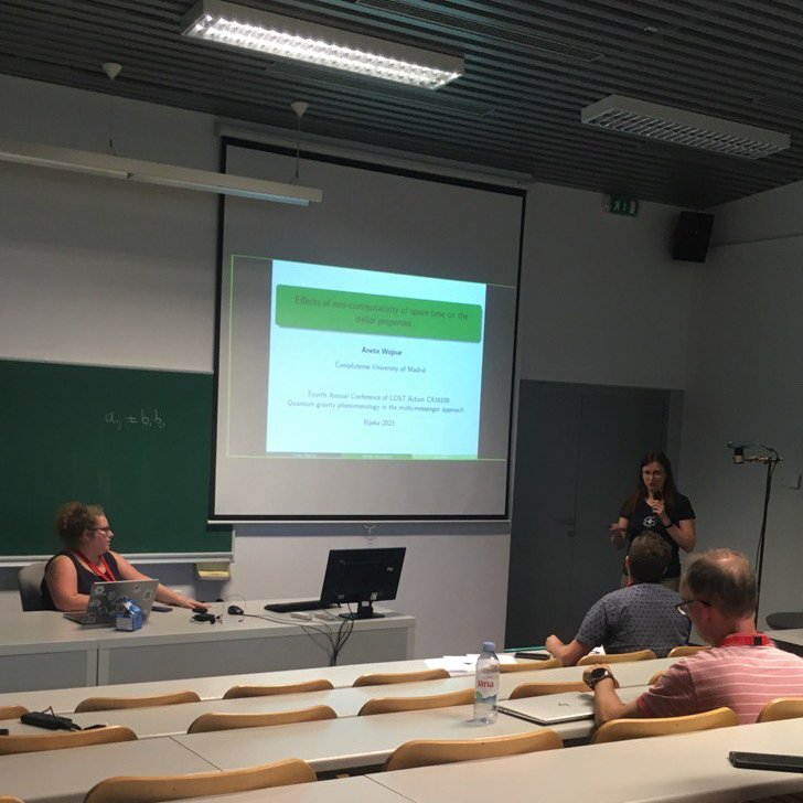 COST_QGMM's tweet photo. Aneta Wojnar is now presenting "Effects of non-commutativity of space-time on the stellar properties".

https://t.co/11LTvJsHQN https://t.co/HvN7LzI5mW