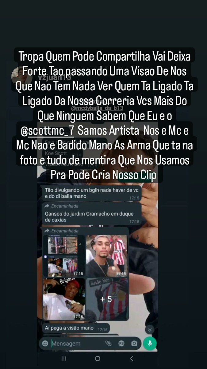 Geovane53756288's tweet photo. Da rt aí família, estão confundindo nós com ladrão, postaram fotos nossas com armas artificiais nós grupos de pms e melicianos e estão querendo matar nós. Mc não é bandido família. 

QUEM PODE DA RT VOU SER GRATO POR QUE TAO ACABANDO COM NOSSO SONHO TENTANDO MATAR NOS https://t.co/Y9CtzM7aQw