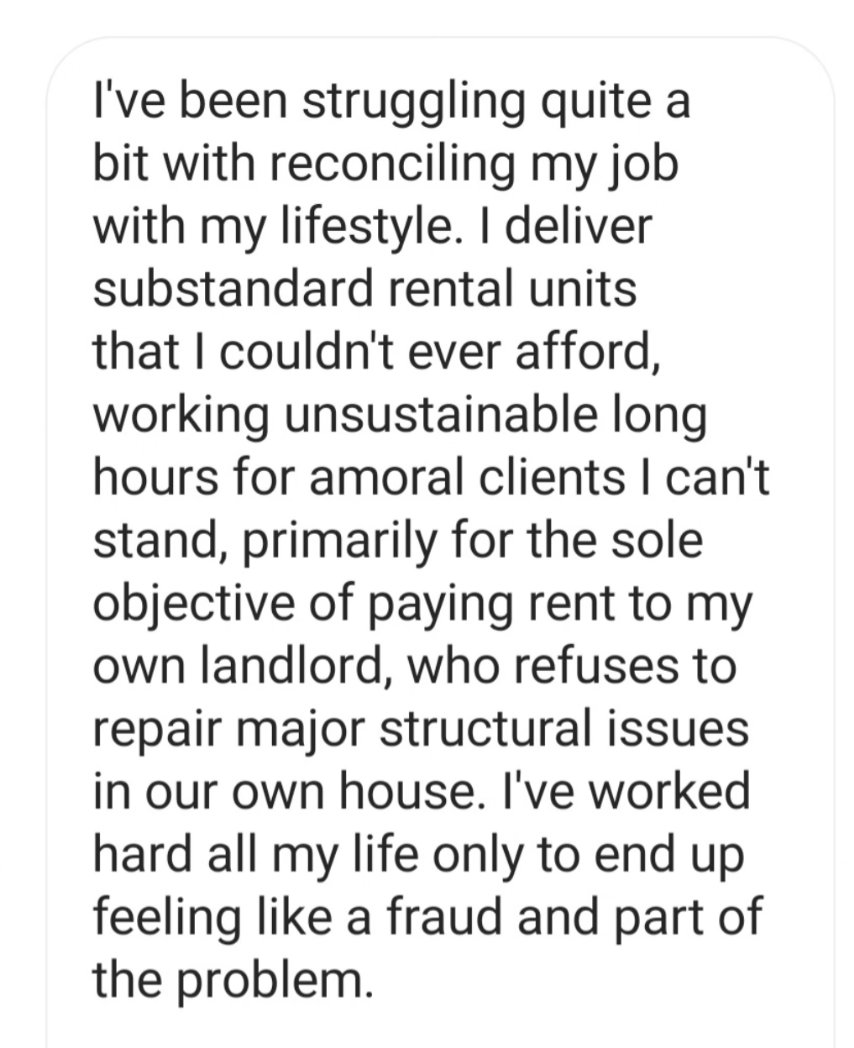 RoryHearneGaffs's tweet image. HOW MESSED UP THIS COUNTRY IS - THOSE BUILDING HOMES CAN'T AFFORD TO LIVE IN THEM - HERE'S AN IRISH ARCHITECT WHO CAN'T GET A HOME OF THEIR OWN
They sent me on their story to share it and show the reality of the #housingcrisis tearing this country apart
