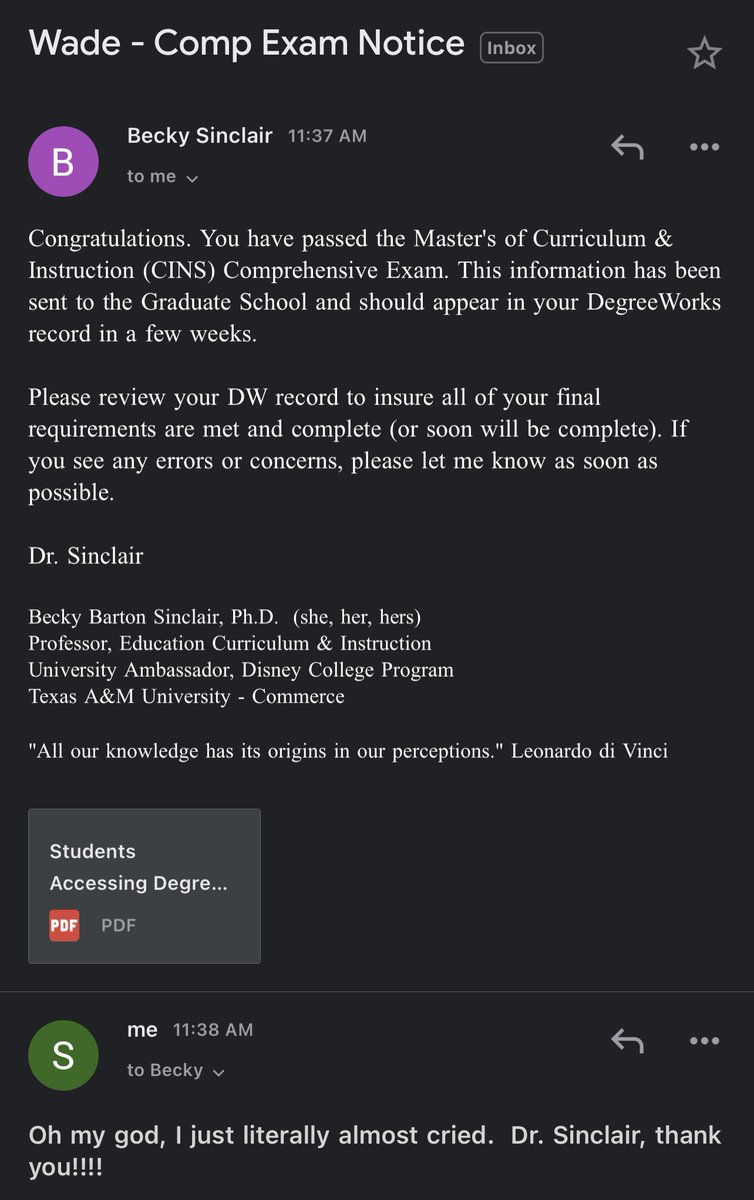 Thank you all for the prayers.  Once I finish these last 2 classes, I’ll be walking the stage Aug 11th at TAMUC