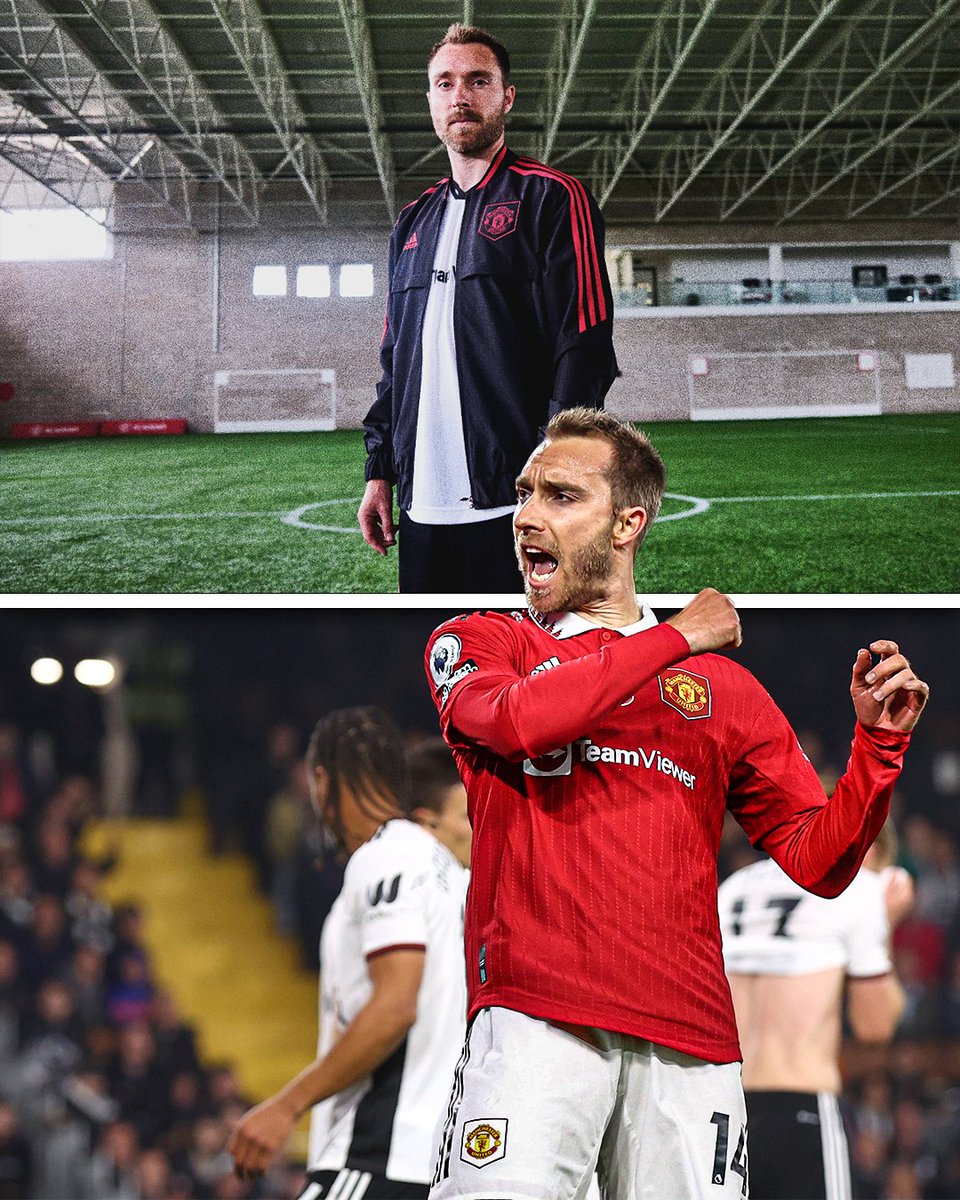 ManUtd's tweet photo. A year ago today, @ChrisEriksen8 joined the Reds ❤️‍🔥

#MUFC https://t.co/rRQmt39sTO