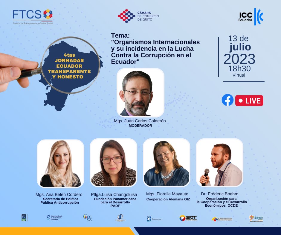 FTCS_Ec's tweet photo. 📢#EcuadorTransparente I No olvides conectarte
📆 Hoy
🕦 18h30
📍 FB LIVE de @lacamaradequito y Zoom: https://t.co/piitRzGxnG
#Transparencia #Honestidad #JornadasTransparentes #LuchaContraLaCorrupción https://t.co/jJlKEoED5t