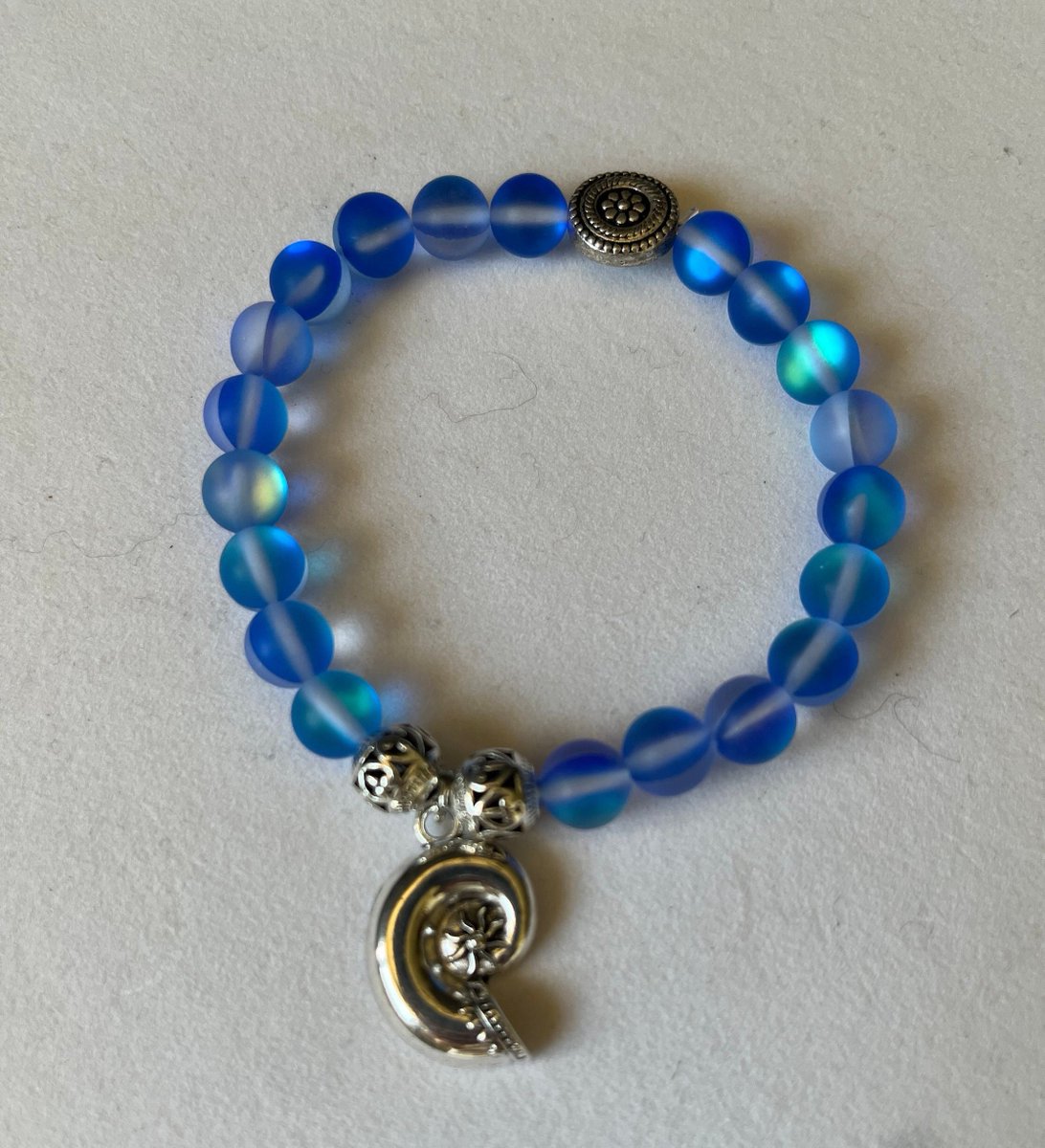 Excited to share the latest addition to my #etsy shop: Shell Bracelet In 'Under the Sea' Collection Sea Glass Mermaid and Silver Tone Beads etsy.me/44CViNe #blue #round #beachtropical #silver #no #unisexadults #glass #bohohippie #seaglassbeads