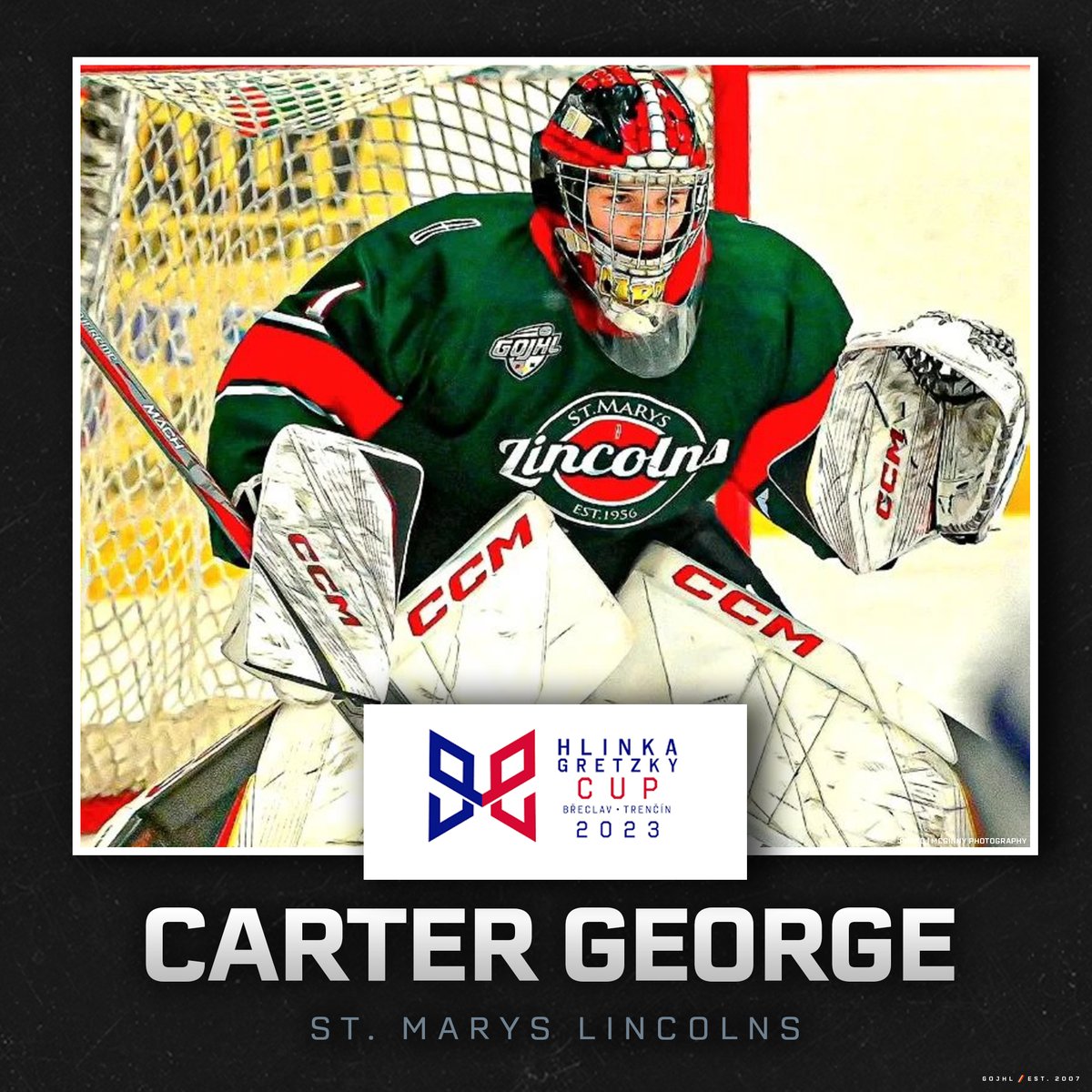 Former St. Marys Lincoln goaltender and current member of the Owen Sound Attack Carter George has been named to the roster for Hockey Canada’s Under-18 Hlinka Gretzky Cup roster for the 2023 tournament. Congratulations from the
@GOJHL
!