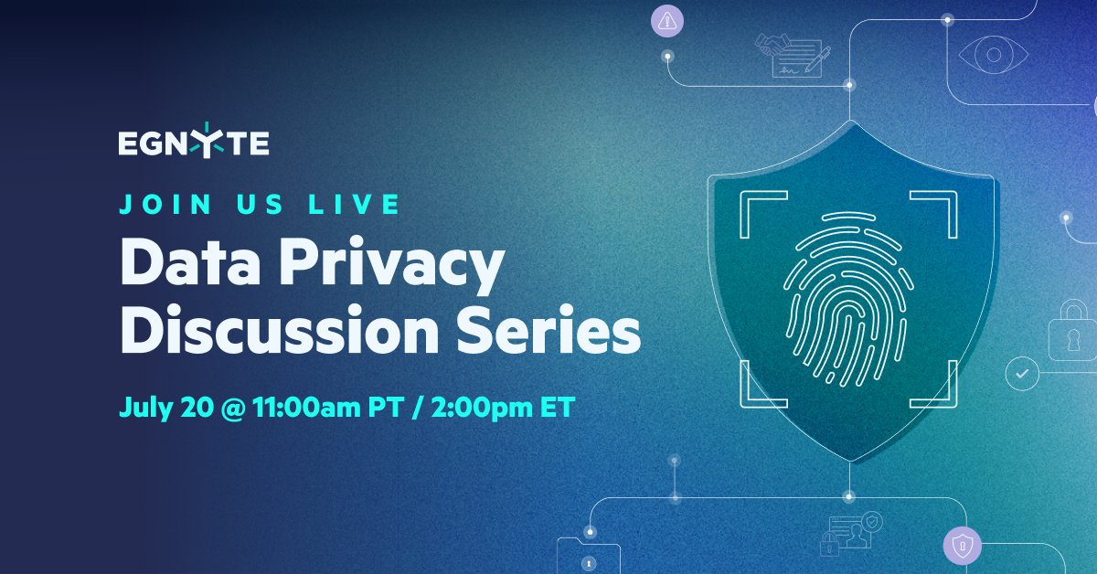 Egnyte's tweet photo. Data privacy continues to be top of mind for organizations. Join our July 20th webinar, where experts from Egnyte, @TruyoHQ, and @FoxRothschild review the latest trends in data privacy. 

Register today. 🔗 https://t.co/MCjzApJPEO

#DataPrivacy #DataSecurity #Cybersecurity https://t.co/hvLcVp84Nu