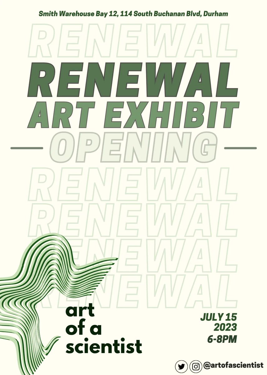 sconc's tweet photo. Don't miss the Triangle's preeminent art-science crossover this weekend, @ArtOfAScientist! This year's exhibit focuses on "Renewal" and features painting, video, music and more. 

Opening reception is this Saturday in Durham, 6-8pm. https://t.co/9B0VSz43wP