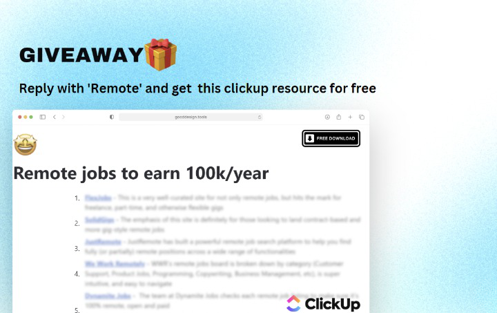 SarahhBurner's tweet photo. Remote jobs can help you earn in $$$

After hours of research I have compiled the websites that have higher rate of response than other websites 

And for 24 hours, it's FREE

1. Follow me (so I can DM you)
2. RT this tweet
3. Reply "Remote" https://t.co/FuE1Fra8oo