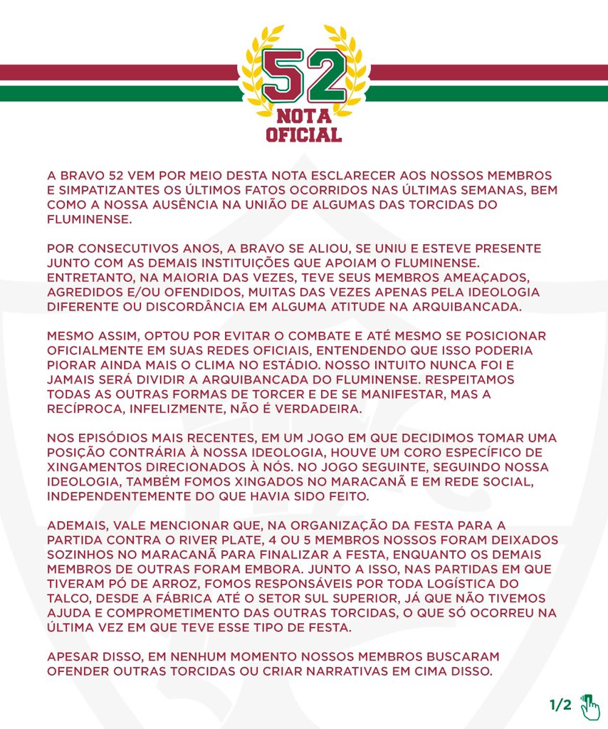 bravo52oficial's tweet photo. NOTA OFICIAL - BRAVO 52 https://t.co/l1kNbPTPmI