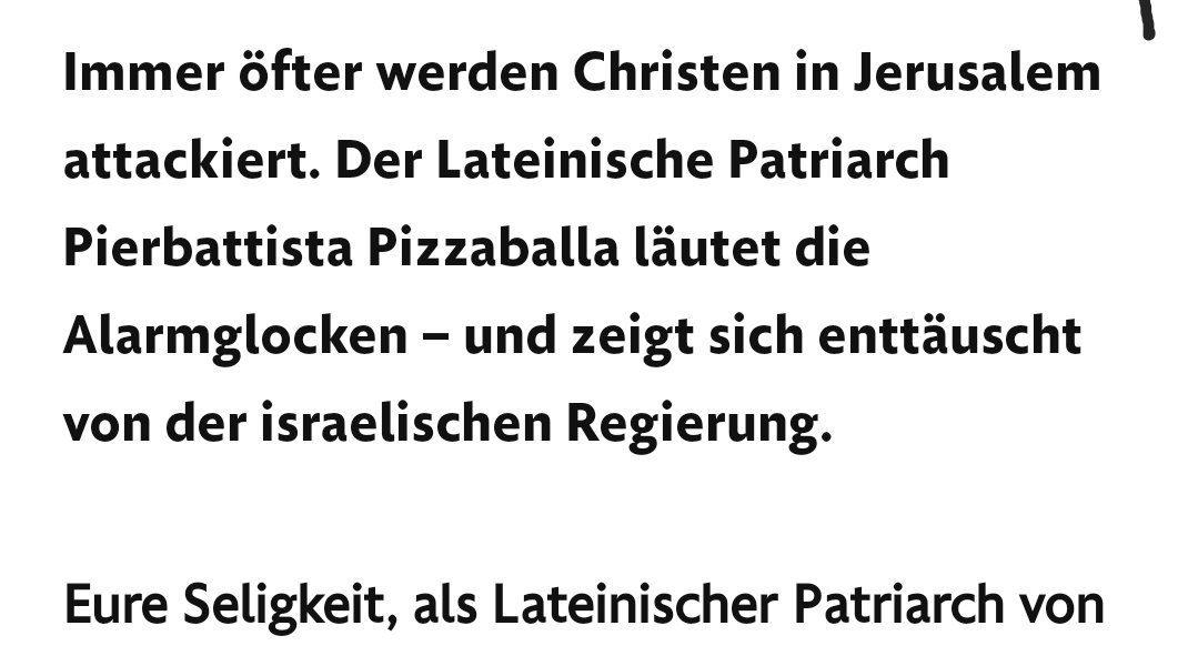 "Eure Seligkeit Pizzaballa" sagen ohne zu lachen