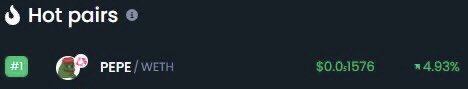 chef_derek1's tweet photo. Have you noticed that whenever the market pumps, $PEPE is always the #1 trending coin… 👀
What do you think will happen in a full-on bull market? #SwapForPepe https://t.co/XrCm1ggrZc