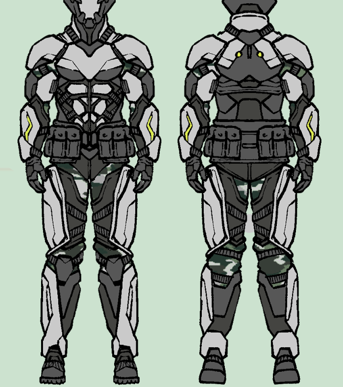 1boy male focus helmet armor open hands multiple views camouflage  illustration images