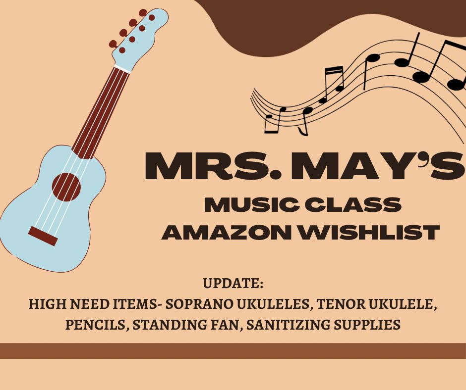MayMusicTES's tweet photo. Hello all! I’m an elementary music teacher in Houston, TX. I work in a Title 1 school and my students deserve all the opportunities possible. Please help buy class supplies?  #clearthelist2023 #clearthelistchallenge #clearthelistforteachers

https://t.co/L2sEIJHzf0 https://t.co/NPZ7JqUm2a