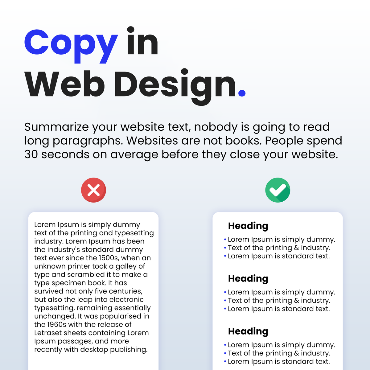 WizofWebDesign's tweet photo. No one is going to read your long stories.

Summarize all your website text.

This is also how you make your website look minimal and professional. https://t.co/VCdImvP8uT