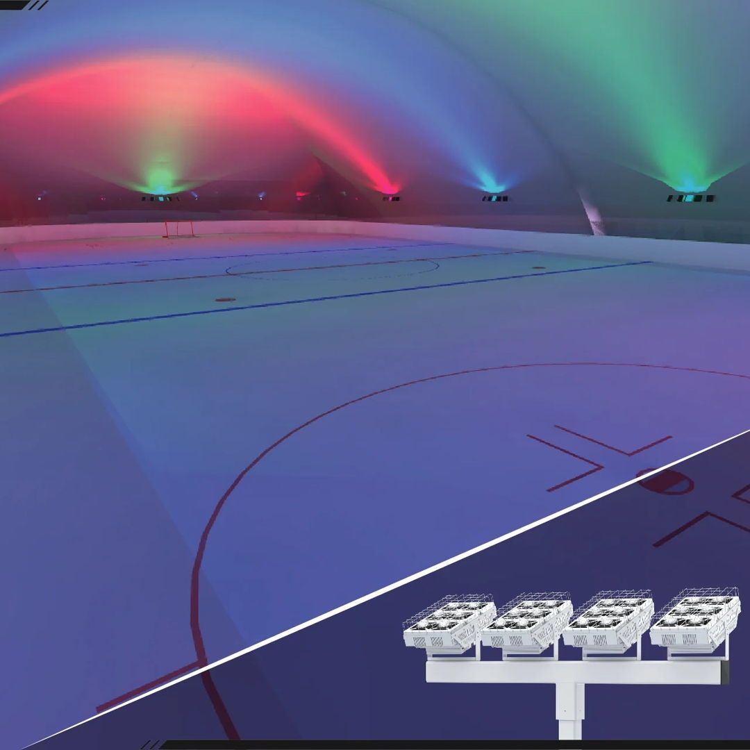 wilightinglab's tweet image. Unique uplighting aplication from our design library. HD6 uplights with White + RGB + GFX Entertainment for an indoor hockey ice rink application! #willsport #madeinwi #madeinamerica