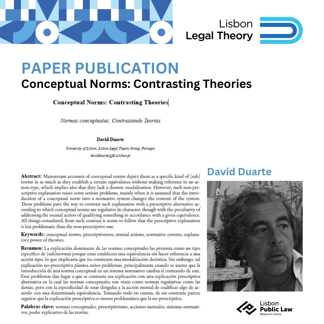 LL_Fundamentals's tweet photo. New paper published by David Duarte, “Conceptual Norms: Contrasting Theories”.
- 2023. Conceptual Norms: Contrasting Theories. Isonomia. 58. 32-56.
You can find the full paper here: https://t.co/eKRoKHXL8W

 #law #lawpaper #LLT https://t.co/rYd0Fsu0p5