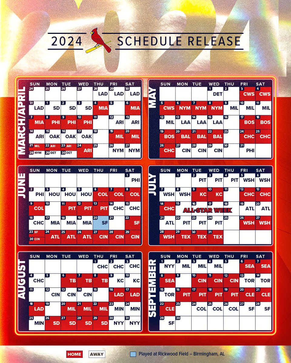 St Louis Cardinals Schedule 2024 Printable Ertha Jacquie