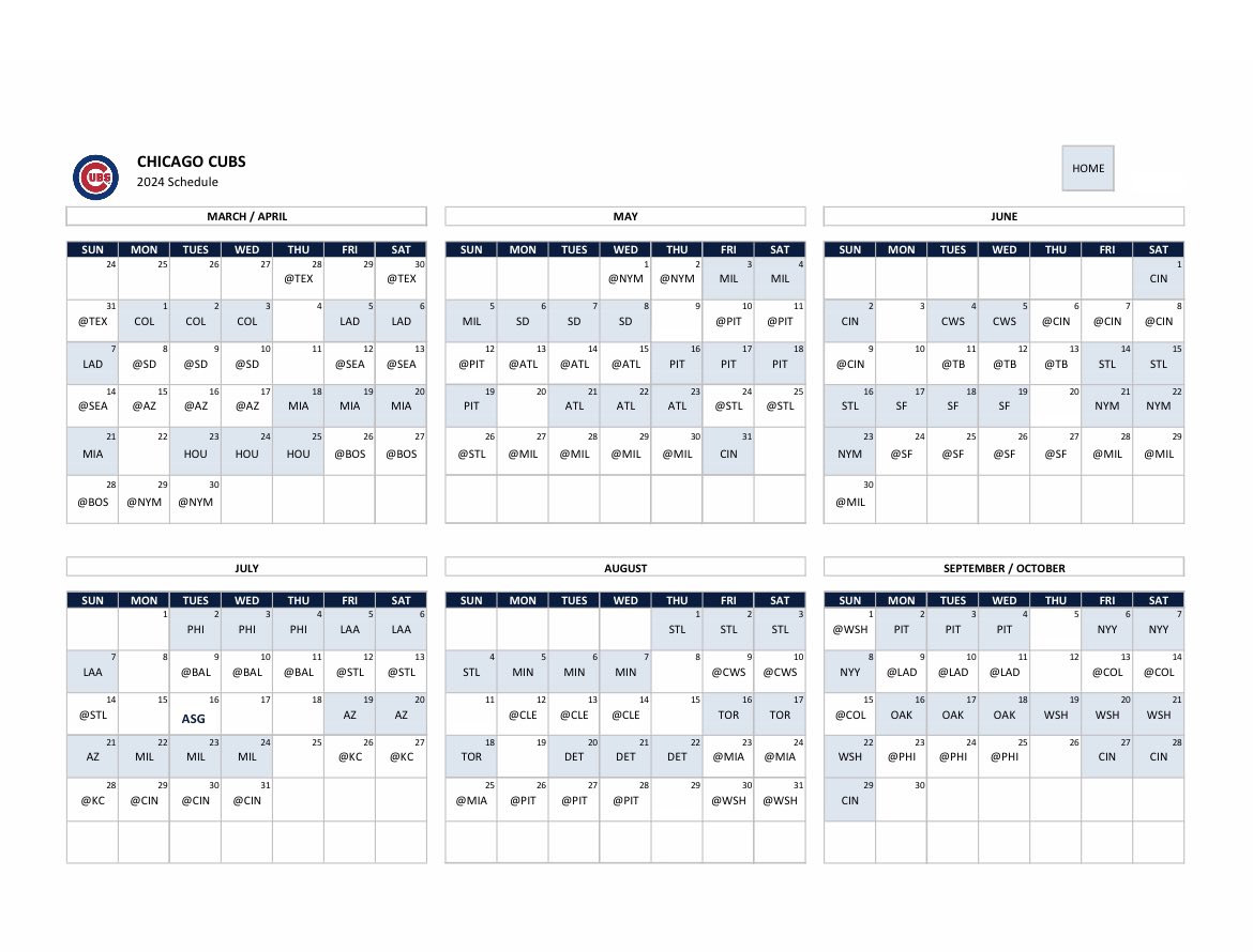 Cubs Schedule 2024 Printable - carte identite
