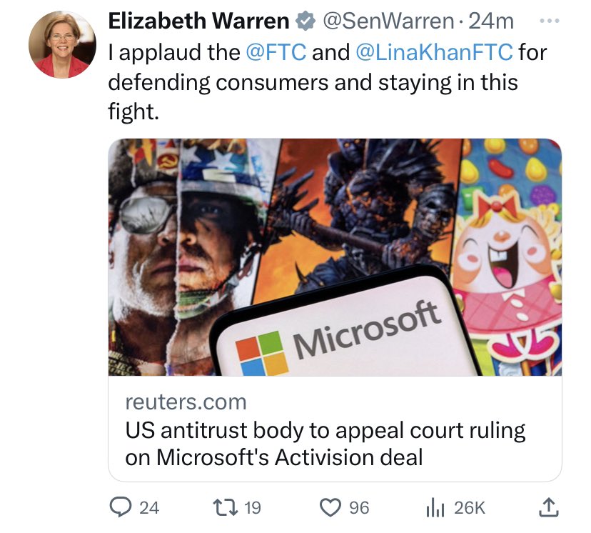 RT @Krogers242: @FOSSpatents Elizabeth Warren just did. https://t.co/6CN83KIITi