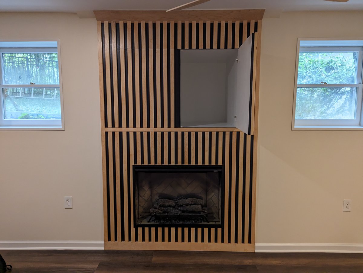 FBrenovations's tweet photo. During the demo, we found some hidden room. While surprises like these can be common, the fun part is creating creative ways to use them. Here we turned the extra space into a fireplace with additional storage, which looks fantastic. https://t.co/7RhEXLToEf