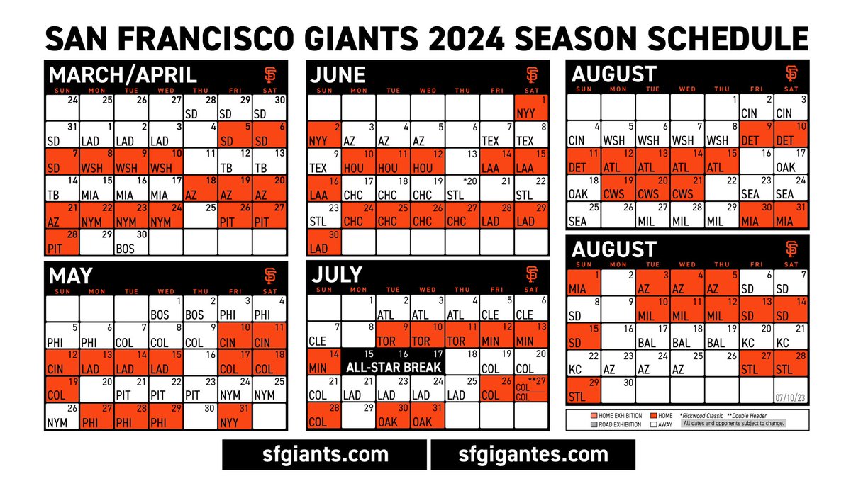 Evan Webeck on Twitter: "Here’s the full #SFGiants 2024 schedule Evan Webeck on Twitter: "Here’s the full #SFGiants 2024 schedule