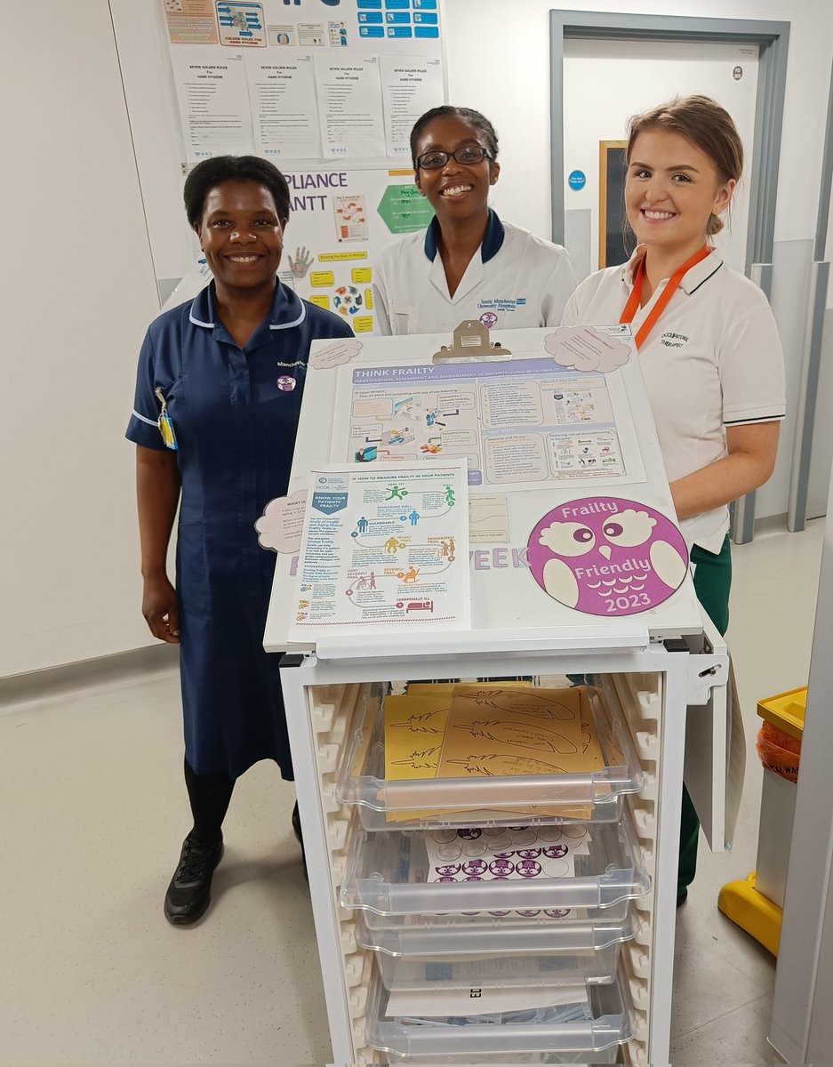 AnnaBananaMann's tweet photo. π¦The OPAL team in Wythenshawe have come together to celebrate #mftfrailtyweek with the Frailty nurses and therapists doing walk arounds to provide education and get frailty pledges from our wonderful colleagues @lozalangio @dr_sally_briggs @BeckieHughes8 @opalassessunit @MFTnhs https://t.co/dEGa7R96ZQ