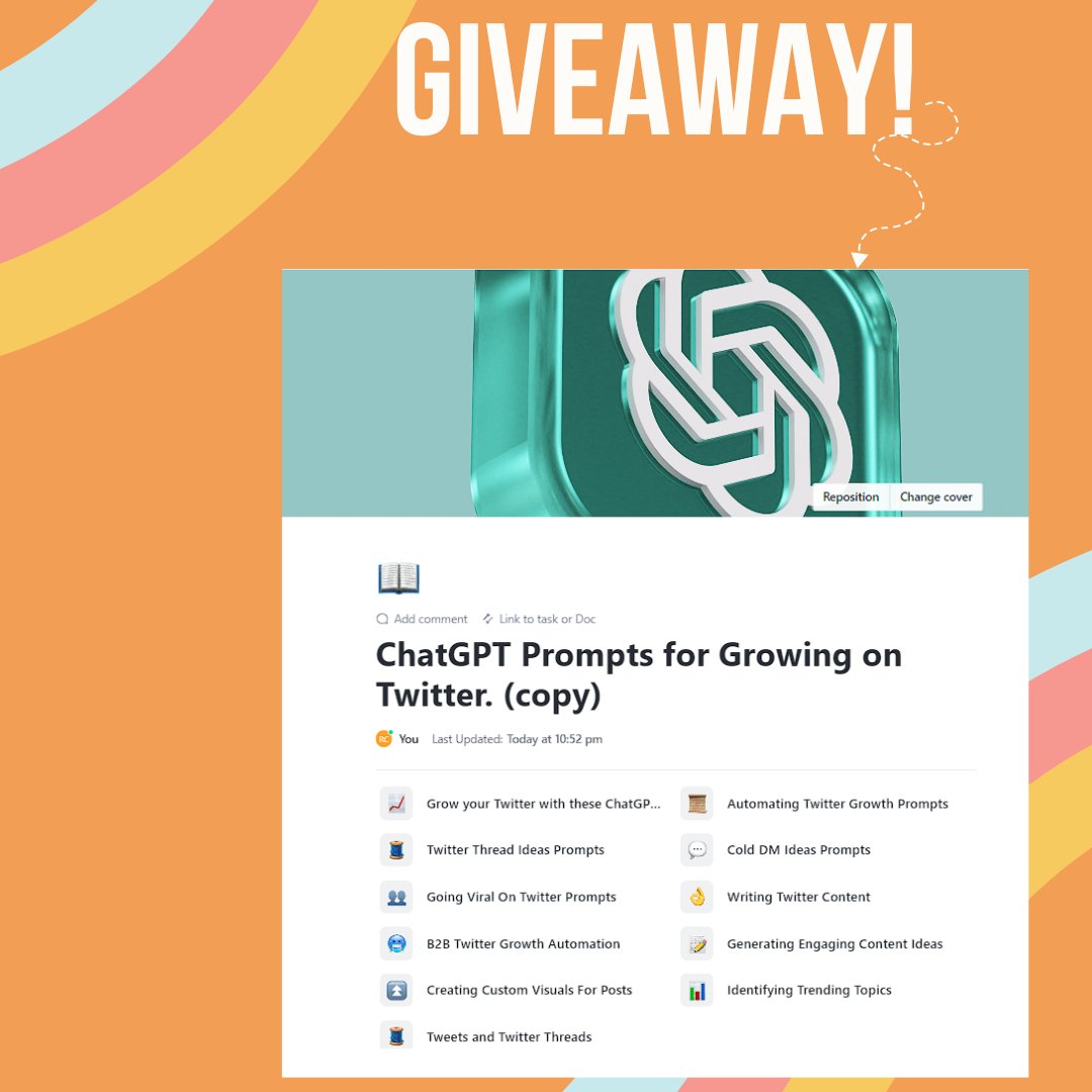 Ratanchahar_'s tweet image. In the last month, I gained over:
▶️5500+ followers
▶️26 million+ views
So, I created a FREE guide.
what you will get
1) 1000+ tweet ideas for endless inspiration
2) 100's of Chat-GPT prompts for twitter growth
And for 24 hours, it's free.
To get it:
1. Follow me…