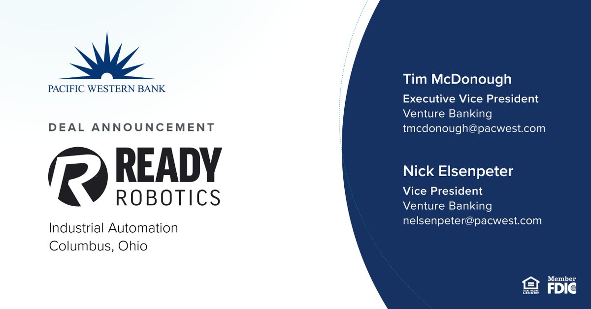 Another exciting #DealAnnouncement! Happy to be working with the great team @ReadyRobotics. ready-robotics.com