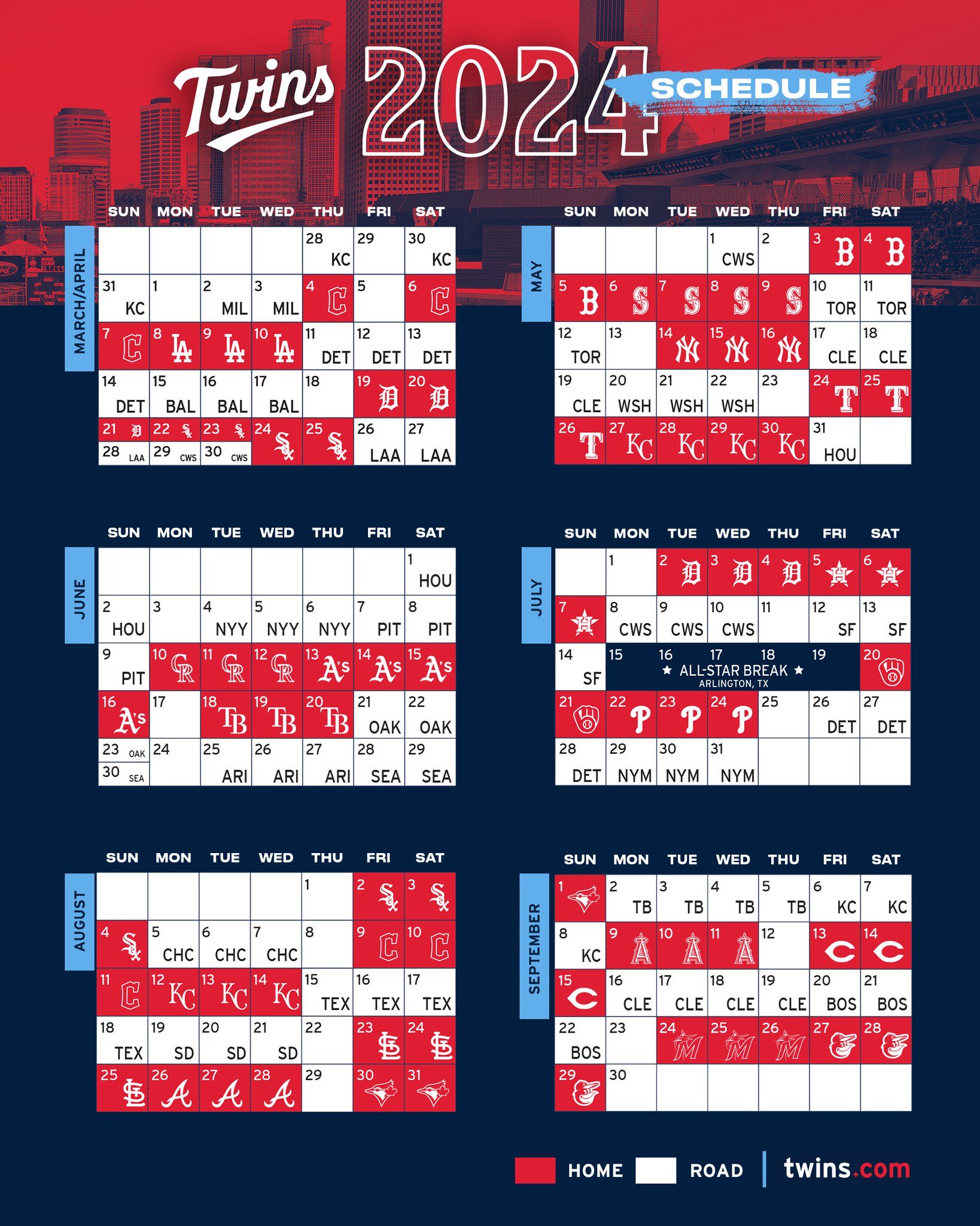 Ted on Twitter "Your 2024 MNTwins schedule https//t.co/YtkluBkVep