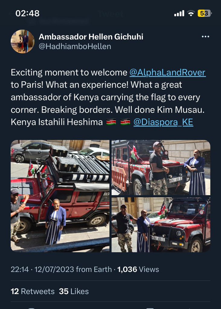 I really hope that @inchcape_ke @LandRover_UK @LandRoverZA @LandRover_Ke have some good plans for @AlphaLandRover when he gets back. He has for driven from Nairobi to Spain in a Landrover and could drive further if necessary. Let’s retweet this and see what happens! @KimMUSAU
