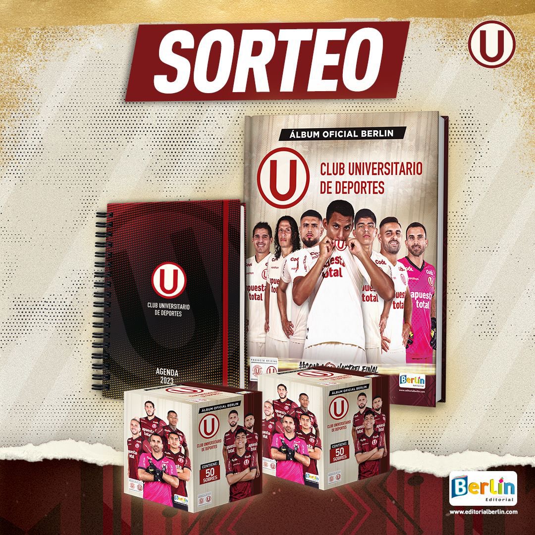 ¿Quieres ganar el álbum oficial de <a href="/Universitario/">Universitario</a> + 2 cajas de figuritas + agenda?

Dos pasos para participar:

✅ Seguir a <a href="/editorialberlin/">editorialberlin</a> y a mi en Twitter.

✅ Dale RT a este tweet.

*Anunciaremos al ganador el domingo 23 de julio. ¡Suerte cremas! 🤞🏼