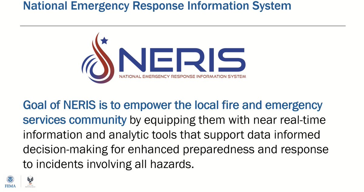 Thank you for joining us along with @usfire @dhsscitech for our #NERIS kick-off webinar today. Stay tuned for a link to the recording and PPT presentation. If you need more information or want to contact us, visit usfa.fema.gov/nfirs/neris/ or email us at NERIS@ul.org.