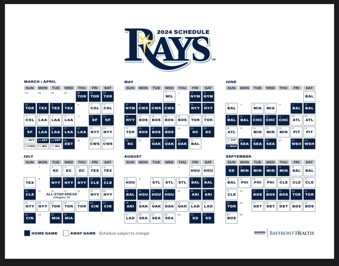 Tampa Bay Rays Home Schedule 2024 Tory Ainslee