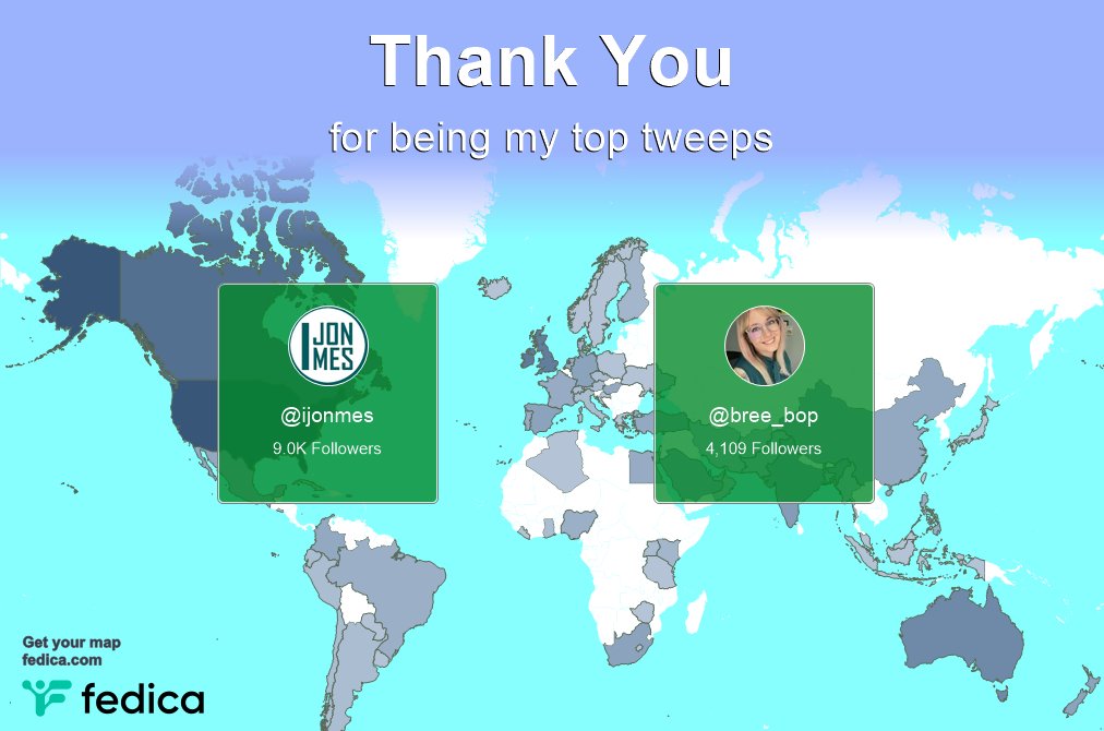 Special thanks to my top new tweeps this week, @ijonmes and @bree_bop!