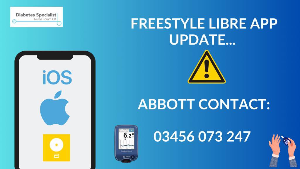 ⚠️FREESTYLE LIBRE UPDATE ⚠️

🍏 iOS users

❓haven't updated the app yet? Don’t!
It may crash &amp; you will temporarily require a reader to use your sensor!

📞 Request a reader direct! 

🩸 Ensure you have in date BG strips &amp; a meter to use

🩹Abbott are working on a fix!

#gbdoc