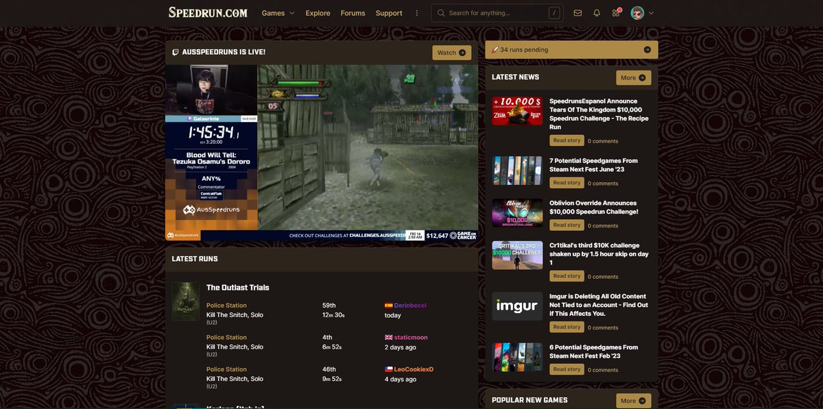 speedruncom's tweet photo. The new Home and Games pages have some new widgets coming in the next update! This includes Popular New Games which appears on both - and two dynamic widgets for /Games which pick a random year, and a random platform and showcase a few games from each! https://t.co/UJ7TOAxNq8