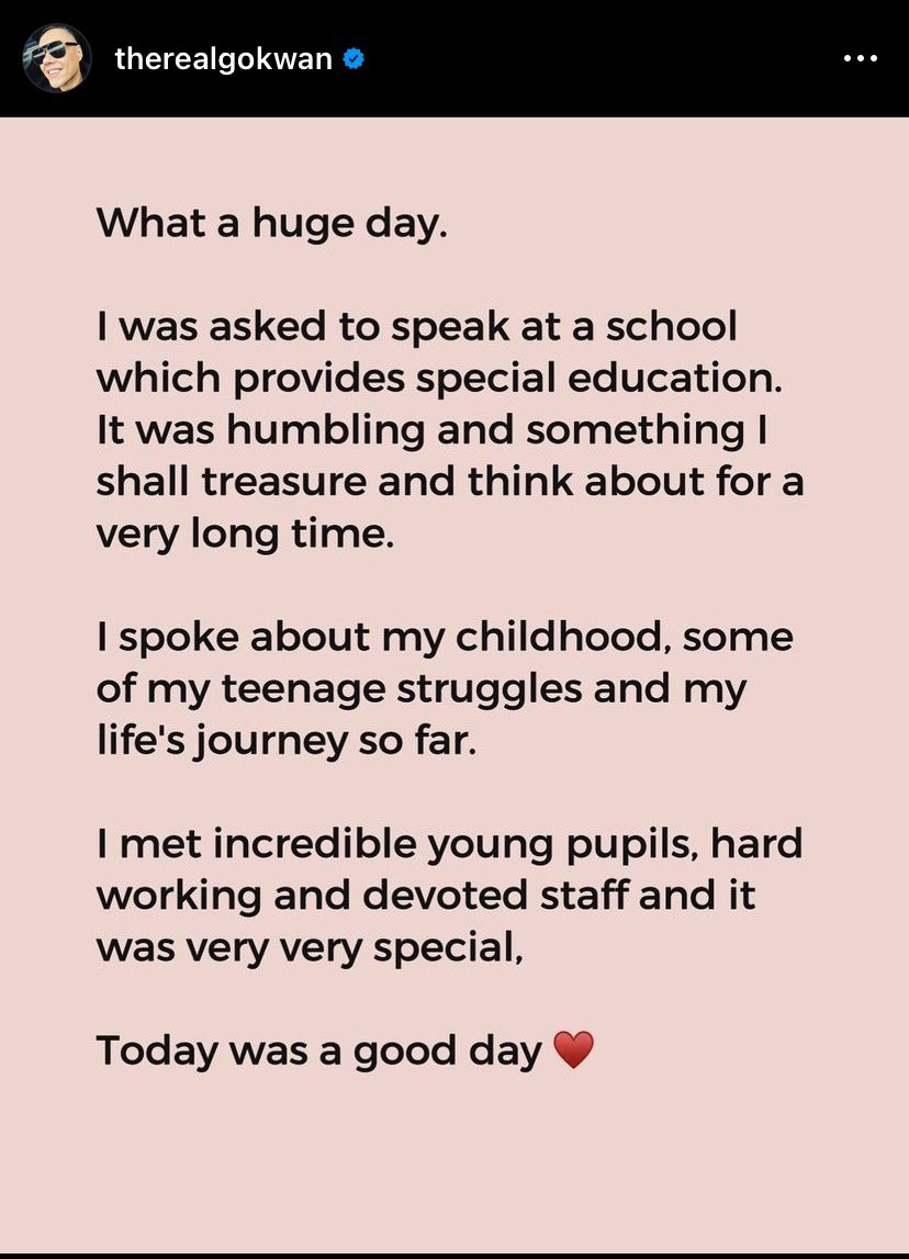 therosewoodsch's tweet photo. Thank you so much to @therealgokwan for visiting us this week. Gok spoke to our pupils about his life with such honesty which was truly inspirational ❤️ More details to follow soon... 

#gokwan #therosewoodschool #kmah #nelft #staplehurst #leybourne #canterbury #inspirational https://t.co/iqzSYsDdLH