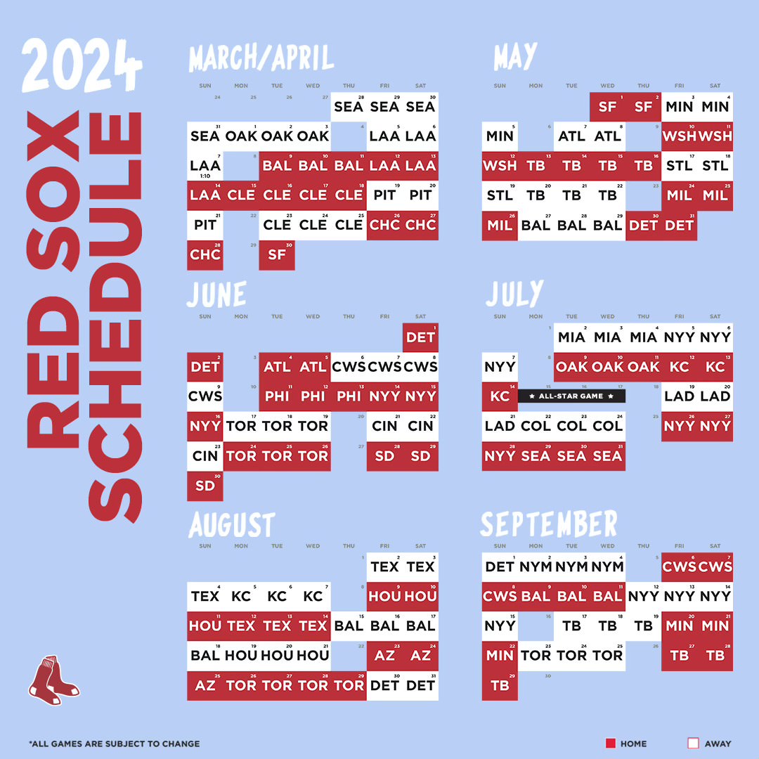 Red Sox Announce 2024 Regular Season Schedule
