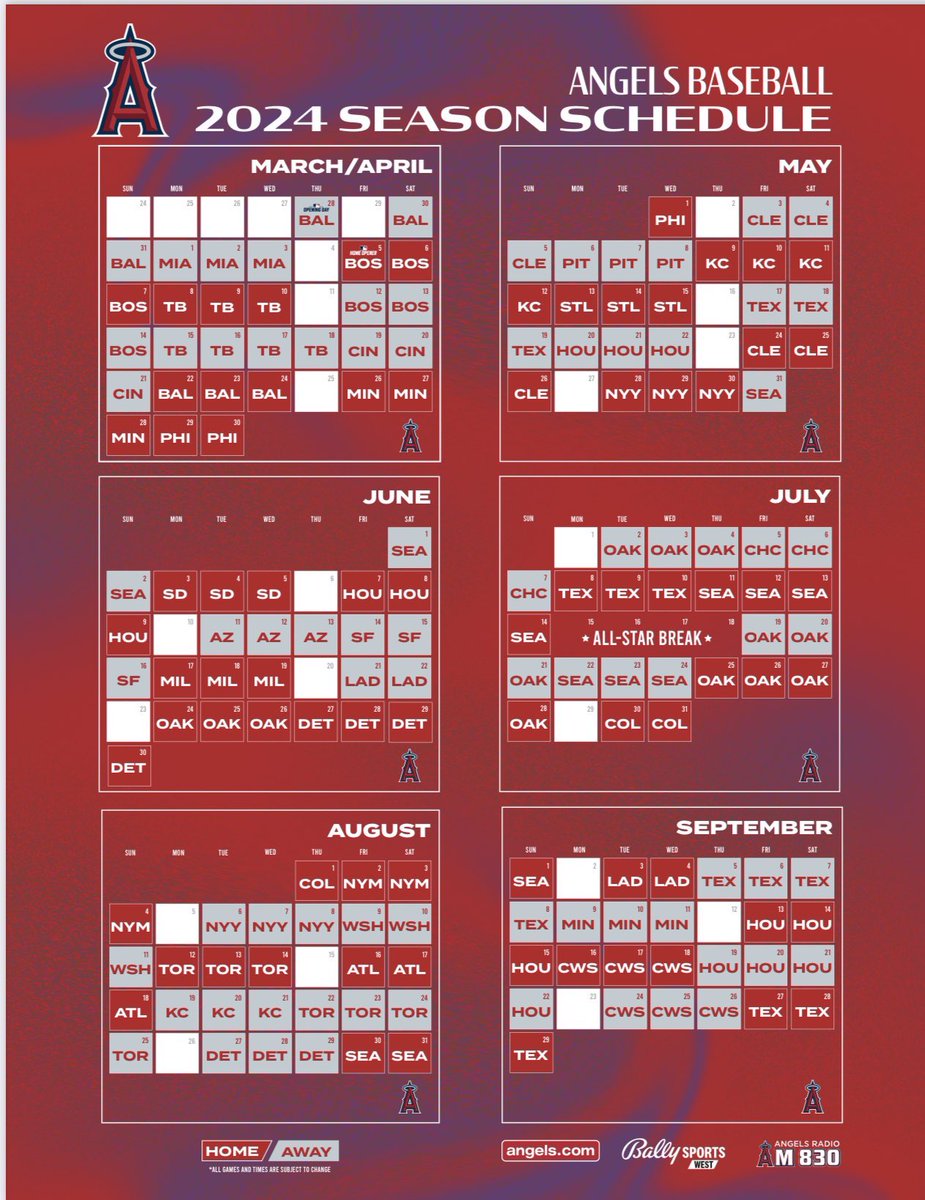 Halo Hangout on Twitter "Anything stand out on the Angels 2024 schedule?"