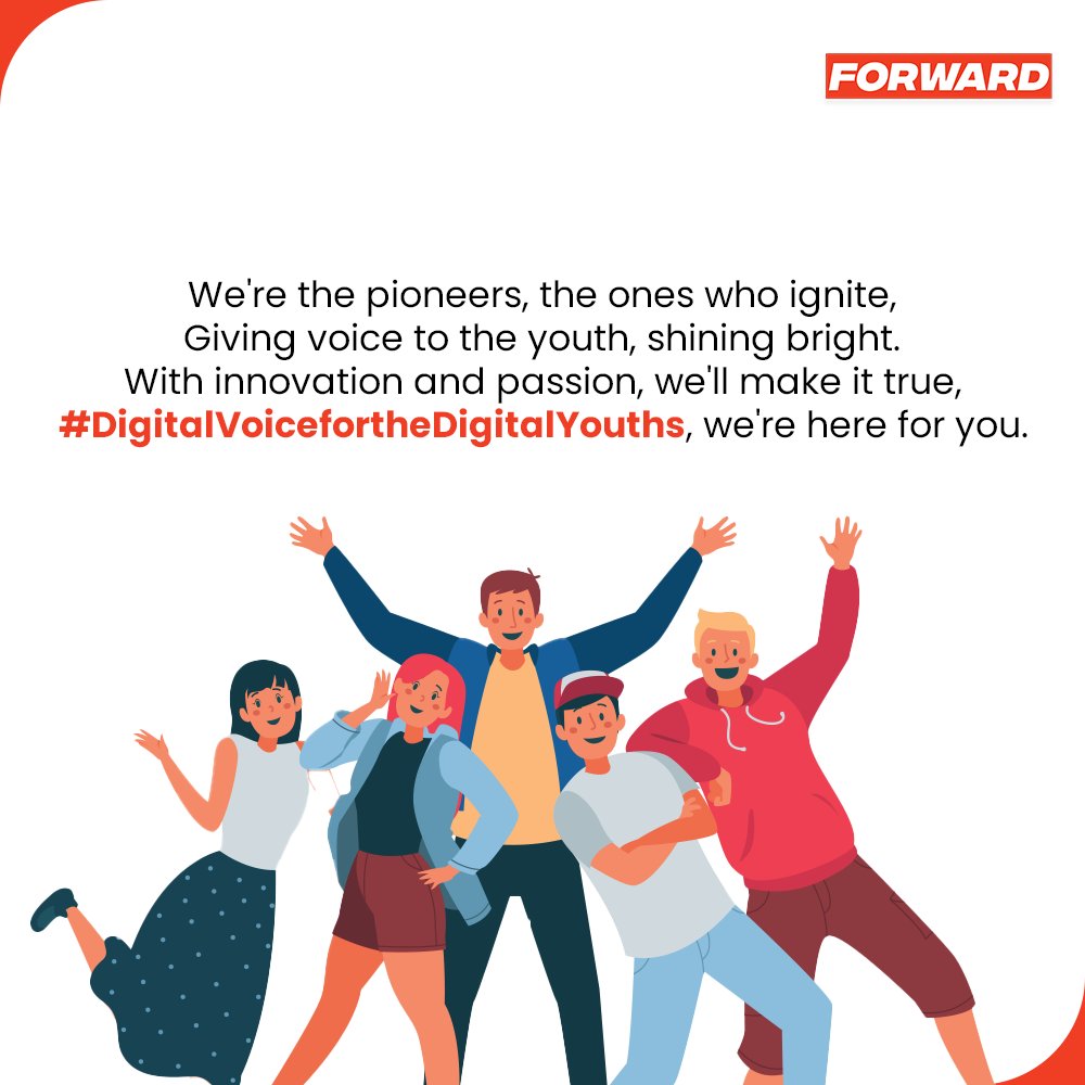 ForwardMediaTwt's tweet photo. We're the pioneers, the ones who ignite,
Giving voice to the youth, shining bright.
With innovation and passion, we'll make it true,
#DigitalVoicefortheDigitalYouths, we're here for you.

ForwardMedia is Approaching Horizons, Coming Shortly! https://t.co/uvFyFUem4y