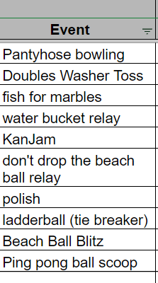 ButlerOlympics's tweet photo. Preliminary List of 2023 events. To be confirmed PRIOR to team draw. https://t.co/oQx8MSdk1R