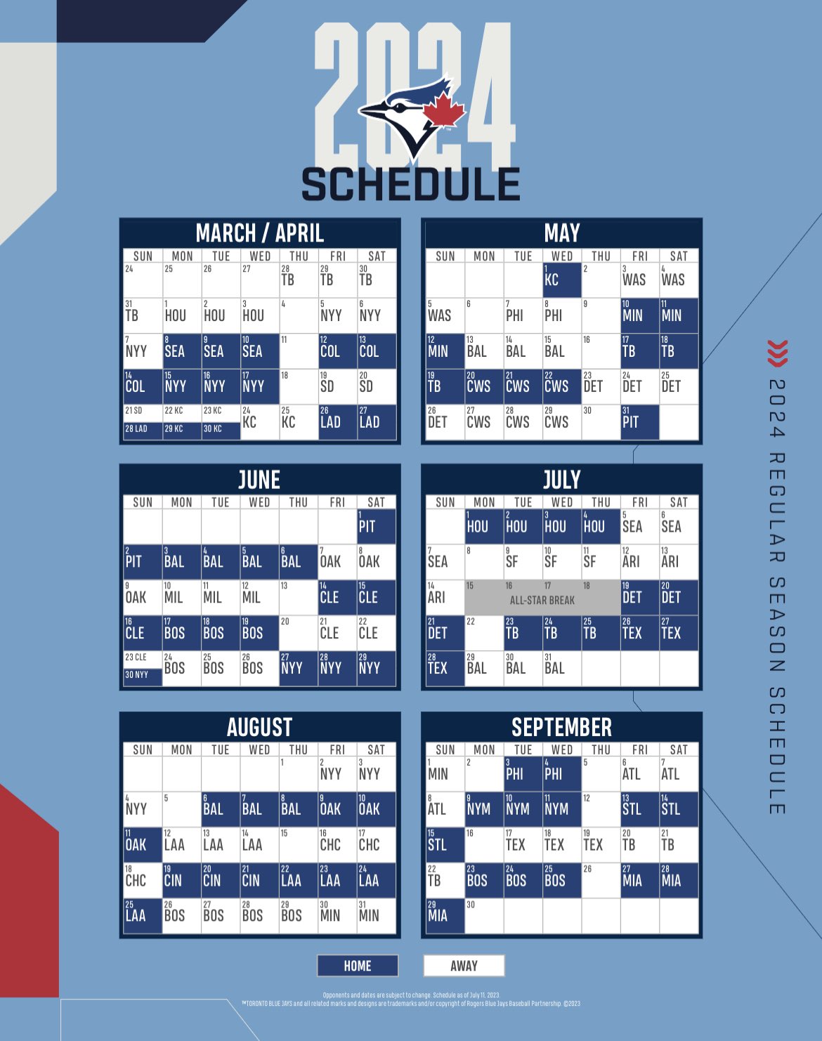 Toronto Blue Jays release 2024 regular season schedule Offside