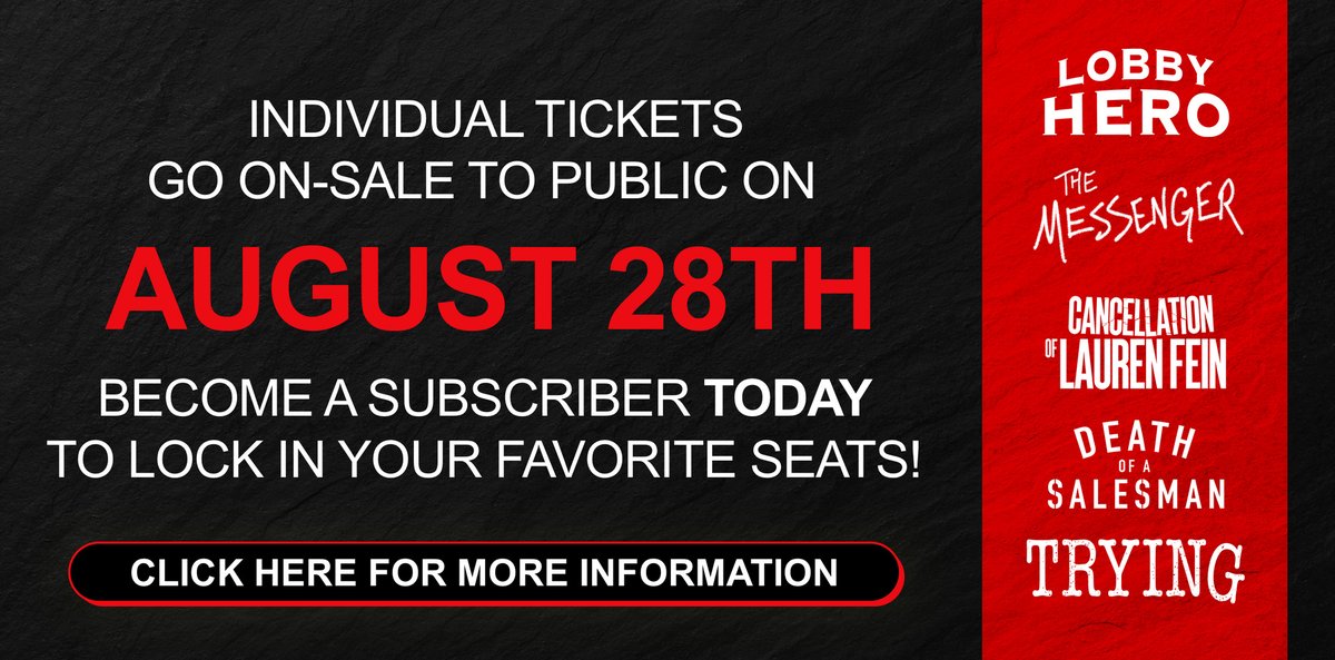 Subscriptions are still on sale for the 2023/2024 season! As a subscriber, you'll be able to save over 10% on regularly priced tickets for each mainstage production.

To learn more, and to subscribe, visit palmbeachdramaworks.org/box-office/sub…

#PalmBeachDramaworks #PBD #TheatreToThinkAbout