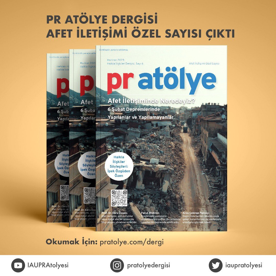 PR Atölye Dergisi “Afet İletişimi” Özel Sayısı Çıktı…

Türkiye’de halkla ilişkiler sektörünü akademi ile bir araya getirerek mesleki iş birliklerindeki sınırlılıkları ortadan kaldırmayı hedefleyen PR Atölye dergisinin altıncı sayısı çıktı.